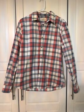 Marine Layer Plaid Button Down Shirt Red Blue Cotton Casual Flannel Style Medium